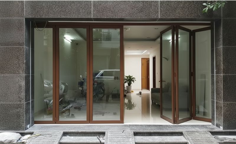 Cửa trượt quay màu nâu cà phê CAO CẤP tại Đà Nẵng