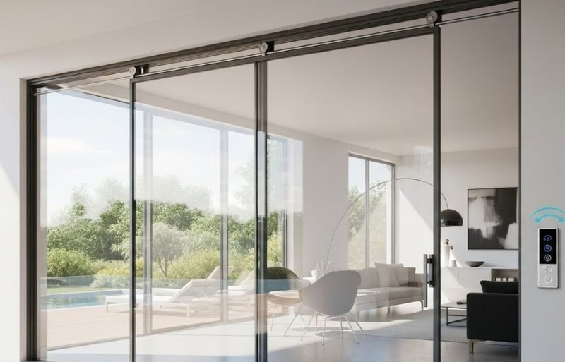 Cửa kính 2 cánh lùa bán tự động giá tốt