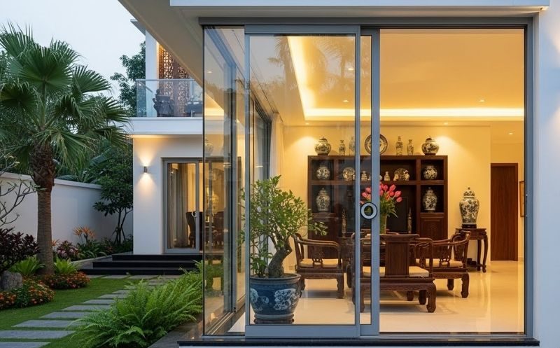 Cửa kính mở lùa phi25 Inox GIÁ TỐT tại Đà Nẵng